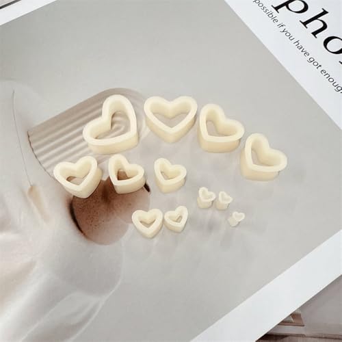 Heart Silicone Ear Tunnel Plugs Gauges Expanders Hollow Flexible Soft Tunnels Kit Stretcher Earrings Fashion Lobe Piercing Body Jewelry for Women Her 6 Pairs Set - color: Beige, size: 14mm-25mm