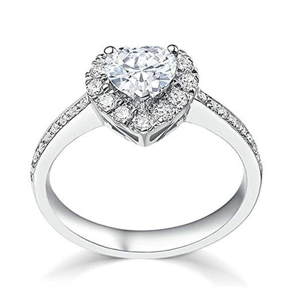 Women Heart Shaped Engagement Rings Inlaid Zircon Anniversary Rings Elegant Exquisite Wedding Jewelry (B-Silver, 5) - color: B-silver, size: 5