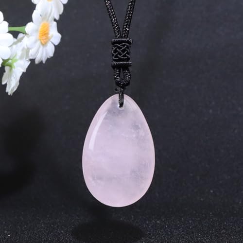 Anjiucc Natural Gemstone Tree of Life Black Obsidian/Golden Obsidian Pendant Necklace for Male and Female Necklace - color: Rose Quartz