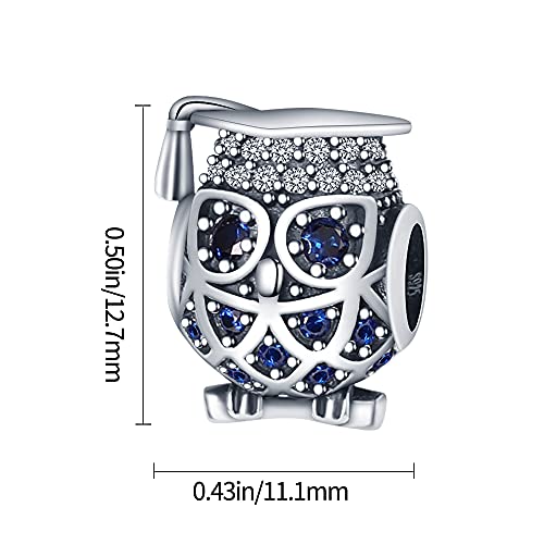 Pandach 925 Sterling Silver Charms Beads for Bracelets and Necklaces Butterfly and Headphones Pendants Clover Charms Jewelry Gift for Women - style: owl Bead Charm