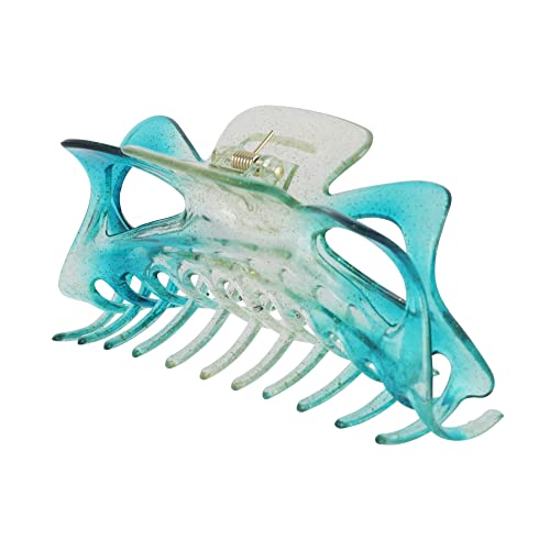 Women's Jumbo Jaw Clip Extra Large Marbelized Hair Claw (Glitter Turquoise) - color: Glitter Turquoise