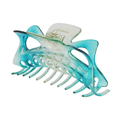 Women's Jumbo Jaw Clip Extra Large Marbelized Hair Claw (Glitter Turquoise) - color: Glitter Turquoise