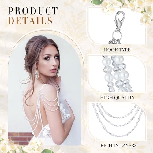 Sureio Pearl Body Chains Jewelry Set 3-Layer Beaded Shoulder Chain with Back Chain for Weddings, Proms, Summer Bikini Parties - style: Shoulder+Back