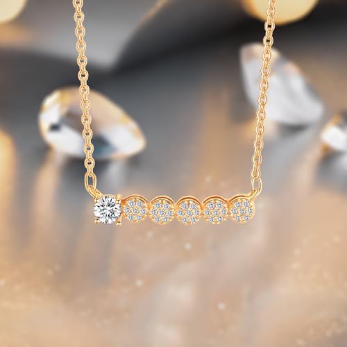 Gold Plated Pendant Necklaces for Women Cubic Zirconia Accent 18 Inch Adjustable Chain Hypoallergenic Gift for Wife Mom Birthday Valentines Day - style: CZ horizontal
