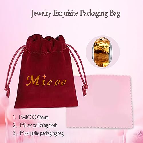 MICOO 925 Sterling Silver Charms for Bracelets,Fashion DIY Dangle Pendants Beads Simulated Birthstone Charms,Birthday Gifts for Women - color: 1 Yellow Charms