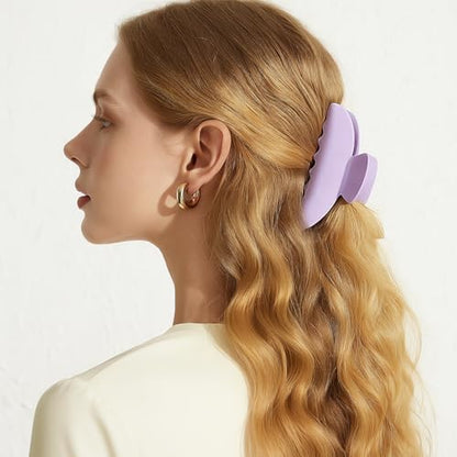 MAORULU Cute Claw Clip for Women – 4.3'' Large Acetate Hair Clips for Thick Thin Curly Long Hair, Durable Hair Clamps Non-slip Jaw Clip, Strong Hold, Stylish French Design (Pastel Purple) - color: Pastel Purple