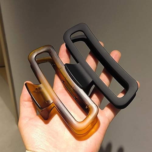 Hair Claw Clips 5 Inch Unbreakable Extra Large Square Rectangle Matte XL Claw Clip Clamp Neutral Colors for Thick Curly Long Hair Women - 2 Pack - color: A1 5 inch