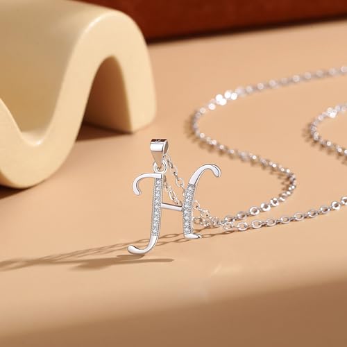 VIKI LYNN Dainty Initial Letter Pendant Necklace for Women | Cubic Zirconia Initial Jewelry, Personalized Letter Necklace, Dainty Women Jewelry, Birthday Gift Idea for Her, Mom and Wife - color: Silver, style: Silver-H