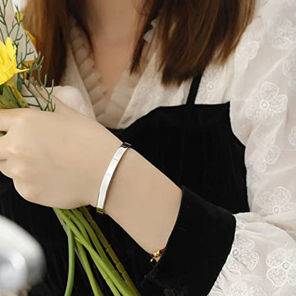 Stainless Steel Open Bangle Bracelet for Women 6mm/8mm Fashion Adjustable Wristband - color: B-Silver, size: 8mm