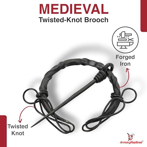 Armory Replicas™ Hand-Forged Viking & Celtic Cloak Pin Brooch – Medieval Fibula for Costumes, Reenactments, Cosplay & Historical Dress Accessories - style: Filigree Knot Pennanular