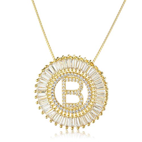 COTTVOTT A-Z Alphabet Pendant Necklaces Charms Women Initial Letter Chain Necklace 4 Colors - style: Gold-B