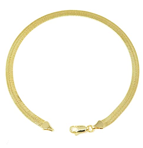 Gold Electroplated Anklet, Made in Korea - style: Herringbone Chain