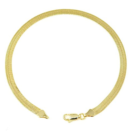 Gold Electroplated Anklet, Made in Korea - style: Herringbone Chain