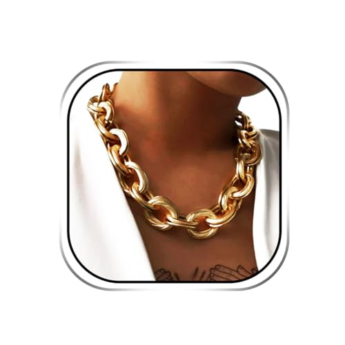 JAKAWIN Chunky Gold Choker Necklace Cuban Link Large Chain Necklaces for Women