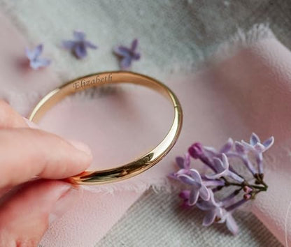 Precious Pieces Personalized 14K Gold-Plated Baby Bangle Bracelet Gift for Infant, Toddler, Kids, Teens or Women Bracelet, Custom Jewelry with Engraved Name - style: Classic (Child LG- 6- 10 years)