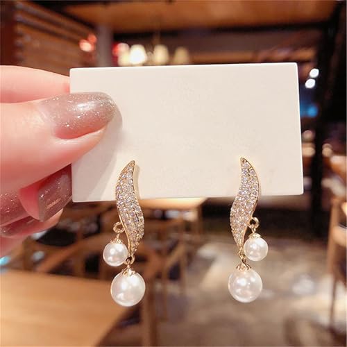 Elegant Faux Pearl Drop Earrings, Rhinestone Pearl Earrings for Women Daily Wear, Suitable For Any Occasions