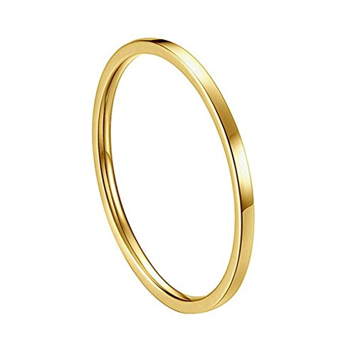 Women's Stainless Steel 1MM Thin Plain Midi Stacking Ring Band Comfort Fit, Size 3 to 10 - color: 1mm Flat - G