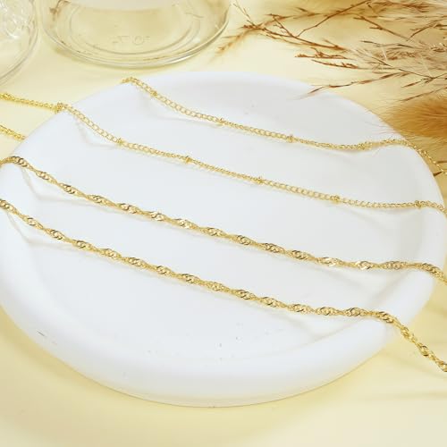 14K Gold Plated Waist Chain for Women, Layered Belly Body Chain | 2Pcs Adjustable Fit, Layered Design, Dainty Chain Styles, Bikini, Dress & Rave Outfits, Beach, Festival & Vacation - color: Gold-Plated 2