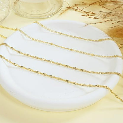 14K Gold Plated Waist Chain for Women, Layered Belly Body Chain | 2Pcs Adjustable Fit, Layered Design, Dainty Chain Styles, Bikini, Dress & Rave Outfits, Beach, Festival & Vacation - color: Gold-Plated 2