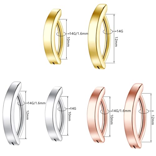 Clicker Belly Button Ring Hoop Belly Button Ring 14G Navel Ring | Surgical stainless steel hinged belly button ring for belly button piercing, navel body jewelry for women and men - color: 6pcs Mixed Color