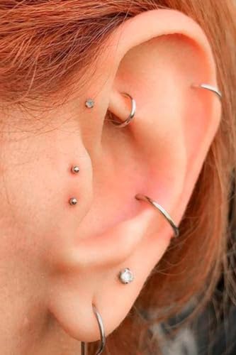 QWALIT Fake Nose Ring Fake Lip Piercing Fake Lip Ring Fake Nose Ring Hoop Fake Snake Bites Fake Lip Piercings Faux Lip Rings Fake Nose Piercing Clip on Nose Ring Spring - color: A3-spring + basic- silver