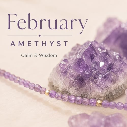 ARSIS Genuine Beaded Gemstone Necklace for Women, Colorful Natural Stone Handmade Bead Choker, Personalized Birthstone Necklace, Boho Summer Beach Necklace Layering Stackable Jewelry Gift - color: Amethyst (February)
