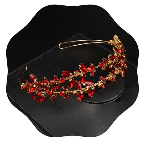 JWICOS Crystal Wedding Headband Tiara Bridal Rhinestone Headpiece Wedding Hair Accessories Tiara for Women (Red Gold) - color: Red Gold