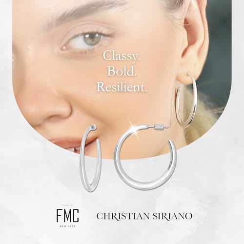 18K Gold Plated Sterling Silver Earrings for Women – Pure & Polished, Twist, Square, Hinged Tube, Abstract & Heart Shape Hoops – Lightweight, Hypoallergenic, Non-Tarnish Jewelry (Sizes: 3x35mm-46x30mm) - color: Silver, size: Polish Hoop (3x35mm)