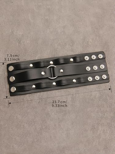 GelConnie Leather Cuff Bracelet for Men Women Wide Leather Wristband Thick Viking Mens Leather Bracelets Gothic Wrist Band Vintage Rock Wristband - style: Wide Leather Cuff