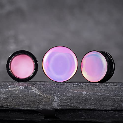 2 Pairs Stainless Steel Black Ear Gauges Retro-reflective Sheeting Tunnels and Plugs. - color: S8552F, size: 6 mm