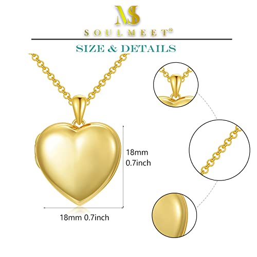 SOULMEET 10K 14K 18K Solid White Gold/Silver Minimalist Style/Infinity Sunflower Heart/Oval Locket Necklace That Holds 1 or 2 Pictures Personalized Photo Locket Necklace Letters Engraving - style: A3-gold locket+photo+text