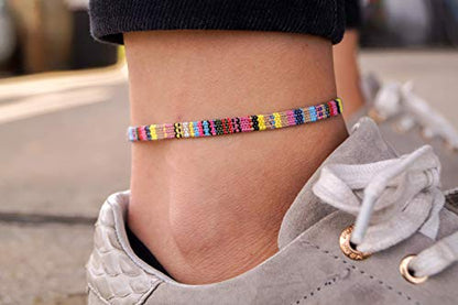 Made by Nami Surfer Anklet for Men and Women Waterproof and Adjustable Surfer Ankle Bracelet String Ankle Bracelet Beach Accessory for Ethnic Hippie Style - color: Yellow