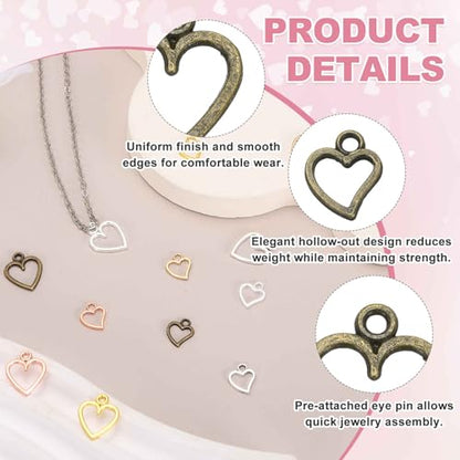 MECCANIXITY Heart Charm, Alloy Love Heart Pendants Valentines Love Dangle Connector Charm Bulk for Jewelry Making Necklace Bracelet Earrings, Cyan - color: Cyan