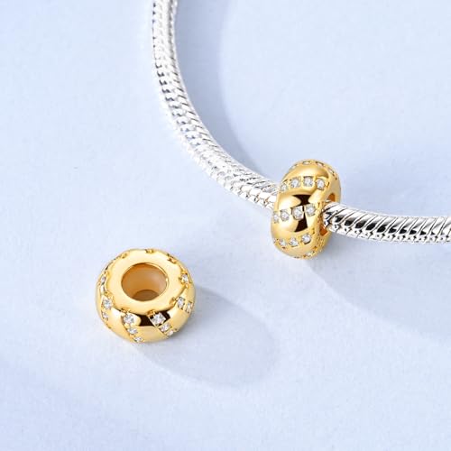 Gold Clip Stopper Charms for Pandora Bracelets Spacers Bead Charms Packs Jewelry Gift for Women - color: Golden Charms-3 Packs