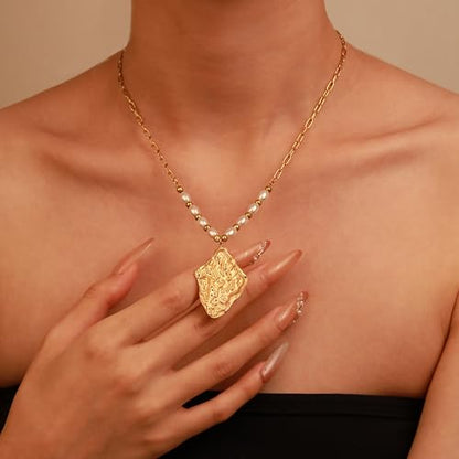 2 PCs Gold Plated Necklace Set for Women - Non Tarnish Jewelry Gift with Fashion Design - style: Fashion 2