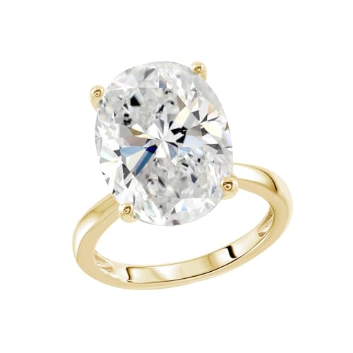 DIAMONBLISS Marilyn Monroe 10-Carat Big Solitaire Ring For Women | 14K Gold Plated 925 Sterling Silver Glamorous Cocktail Ring | 100 Facet Cubic Zirconia CZ Simulated Diamond - style: Oval 10 Carats