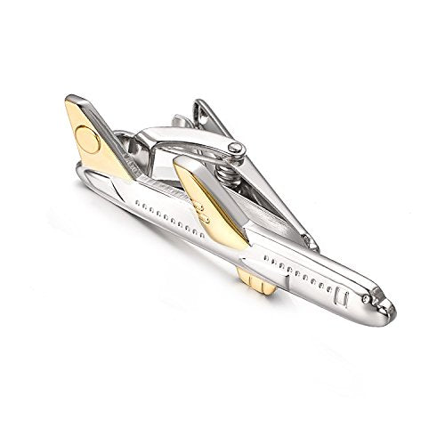 Yoursfs Cool Airplane Tie Clips For Men Personalized Skinny Stainless Steel Aircraft Tie Clasp For Mens Accessories Jewelry Gift - style: Airplane