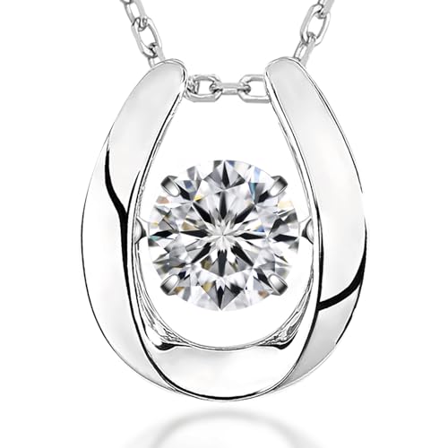 ARINZA Moissanite Necklace for Women, 1 Ct 925 Sterling Silver Dancing Stone Pendant, 18+2 Inch Chain, Valentine’s Day Christmas Gift for Her, Wife, Mom, Anniversary, Birthday - color: 4 Classic Horseshoe