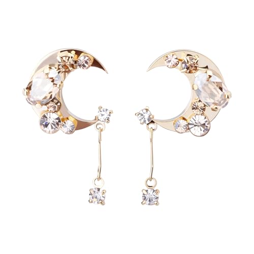 LOKUMI Preciosa Crystal Crescent Earrings | Nickel-Free Hypoallergenic Bijou Earrings | 24K Gold, 18K Pink Gold & Silver Plated, 4 Colors tp-60 - color: 24K Gold Plated & Brown