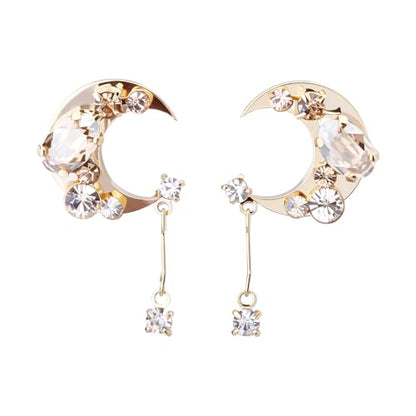 LOKUMI Preciosa Crystal Crescent Earrings | Nickel-Free Hypoallergenic Bijou Earrings | 24K Gold, 18K Pink Gold & Silver Plated, 4 Colors tp-60 - color: 24K Gold Plated & Brown
