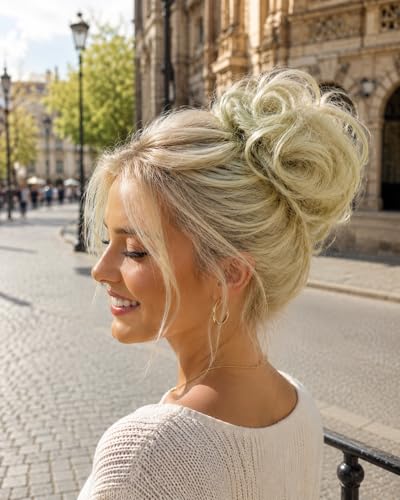 CAISHA Small Scrunchy Updo Hairpiece Ponytail Extensions Hair Tie Platinum Blonde G16C - color: platinum blonde #613 G16C