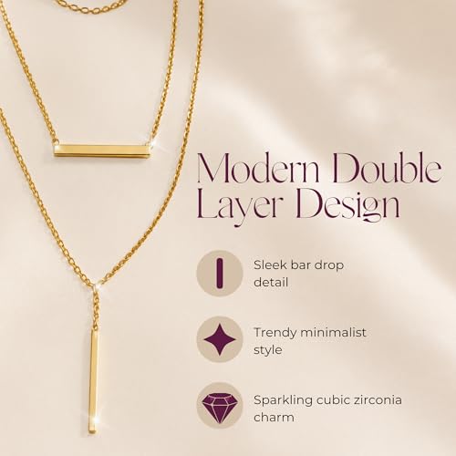 LA Signora Women's Necklaces, Choker Necklace,Women's Jewelry,18K Gold Necklace For Women,Sweatproof Non Tarnish Chain Necklaces,Trendy Gold necklace, Delicate Gold Necklace, Dainty Gold Chain - style: Three Layer Pendant Necklace
