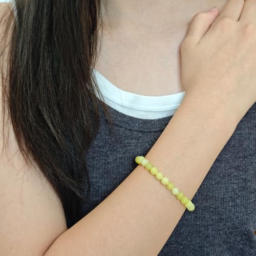 Natural Healing Gemstone Bracelet Handmade Yoga Stretch Elastic Bracelet Stress Relief Crystal Jewelry for Men and Women - color: Lemon Jade(Good Mood), size: 6mm