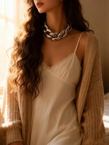 Chunky Link Cuban Chains Necklace Women's Punk Hip-hop Thick Gold Chain Choker Necklace Fashion Costume Jewelry for Women (gold) - color: style2-silve
