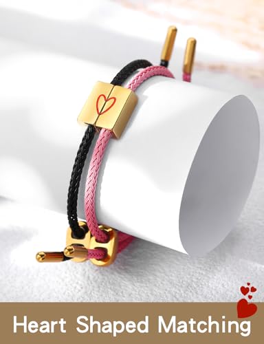 COTATI Matching Couple Bracelets for Him and Her, Friendship Relationship Promise Bracelet for Boyfriend Girlfriend, Anniversary Love Jewelry Gifts Set - color: Black-Pink