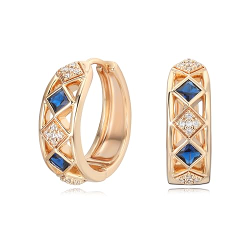 Gold Hoop Earrings for Women, 14K Gold Plated Cubic Zirconia Chunky Huggie Earrings, Vintage Jewelry for Gifts - color: Retro Earrings A-Gold