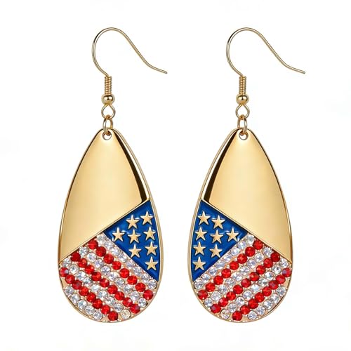 4th of July Earrings,Patriotic Dangle Stud for Women, Fourth of July Jewelry for Veterans Day - color: C