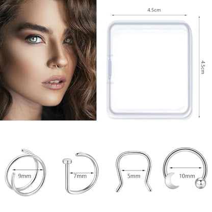 ONESING 20-30 Pcs Septum Rings 16G Septum Jewelry - Surgical Steel Piercings Horseshoe Helix Daith Smiley Tragus Lip Rings Nose Hoop Hinged Seamless Piercing Jewelry for Women Men - color: Color-C-16G-10mm