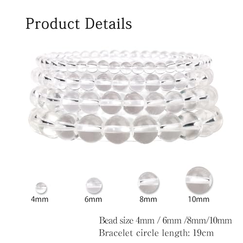Vinswet 4pcs Beaded Bracelets for Women,Natural Healing Crystal Gemstones Bracelet,Anxiety Stress Relief Bracelet Handmade purple Jewelry Gifts for Women - color: Clear crystal