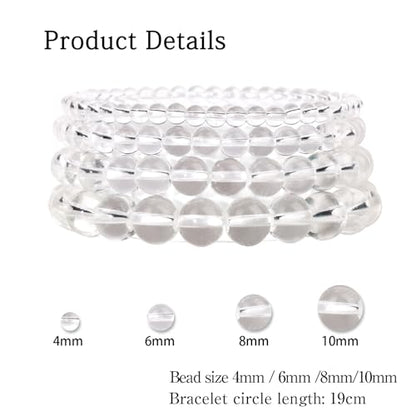 Vinswet 4pcs Beaded Bracelets for Women,Natural Healing Crystal Gemstones Bracelet,Anxiety Stress Relief Bracelet Handmade purple Jewelry Gifts for Women - color: Clear crystal